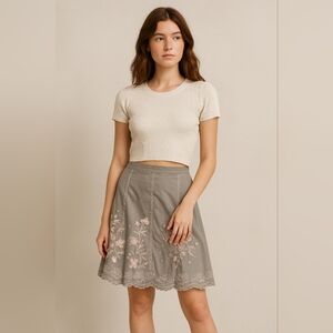 Coupe Collection platinum embroidedered a-line skirt 13